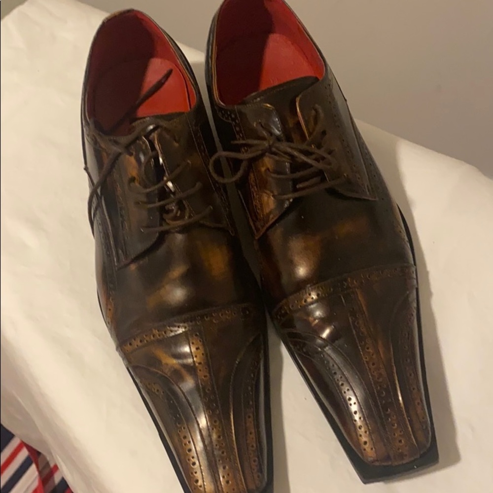 Men brown bronze dress shoes